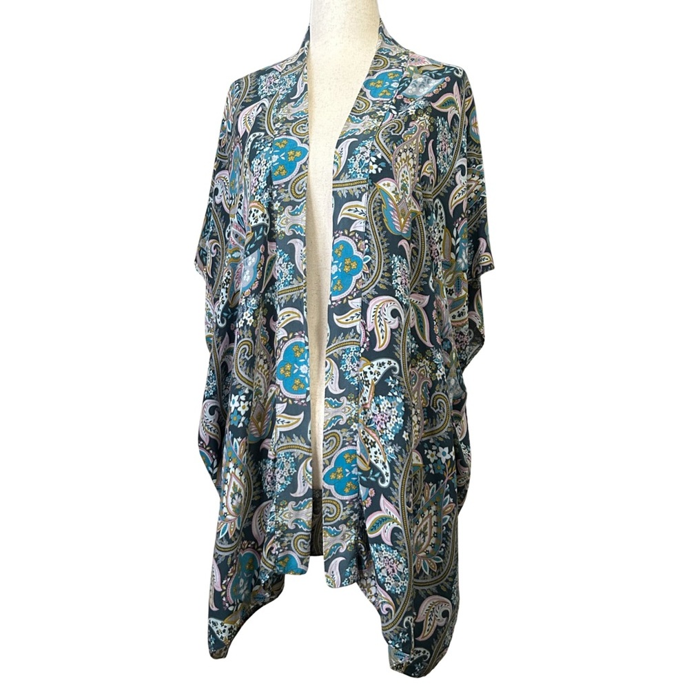 Ann Taylor LOFT Boho Flowy Kimono Cardigan - M / L - Multi Color Paisley